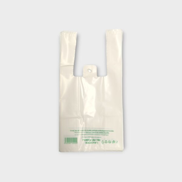 Sacs à bretelles réutilisables blancs 18+10x35 cm